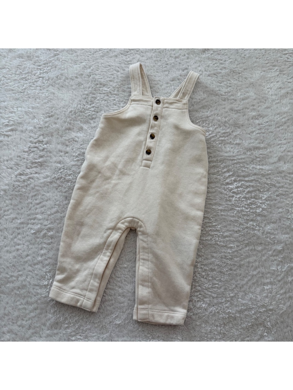 6-12m Cozy Cream Overalls